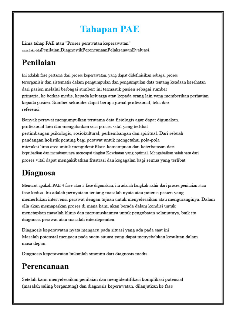 Tahapan PAE | PDF