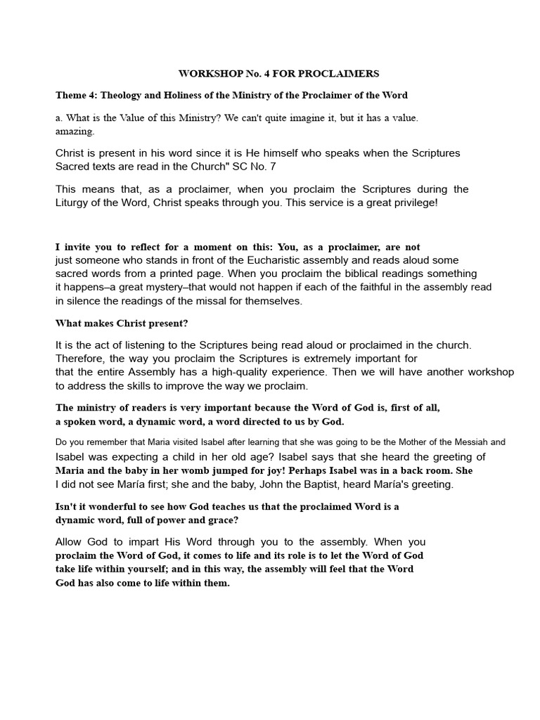 Proclaiming the Word: Ministry Insights | PDF | Eucharist | Bible