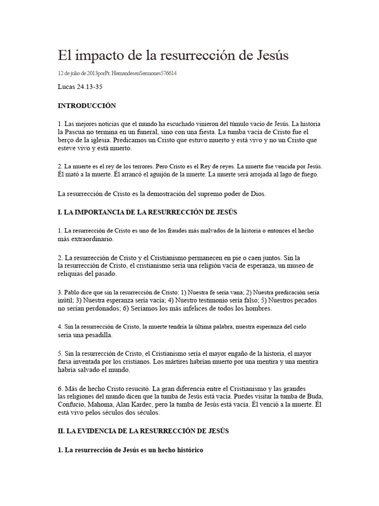 Impacto de la Resurrección de Jesús | PDF | La resurrección de Jesús ...