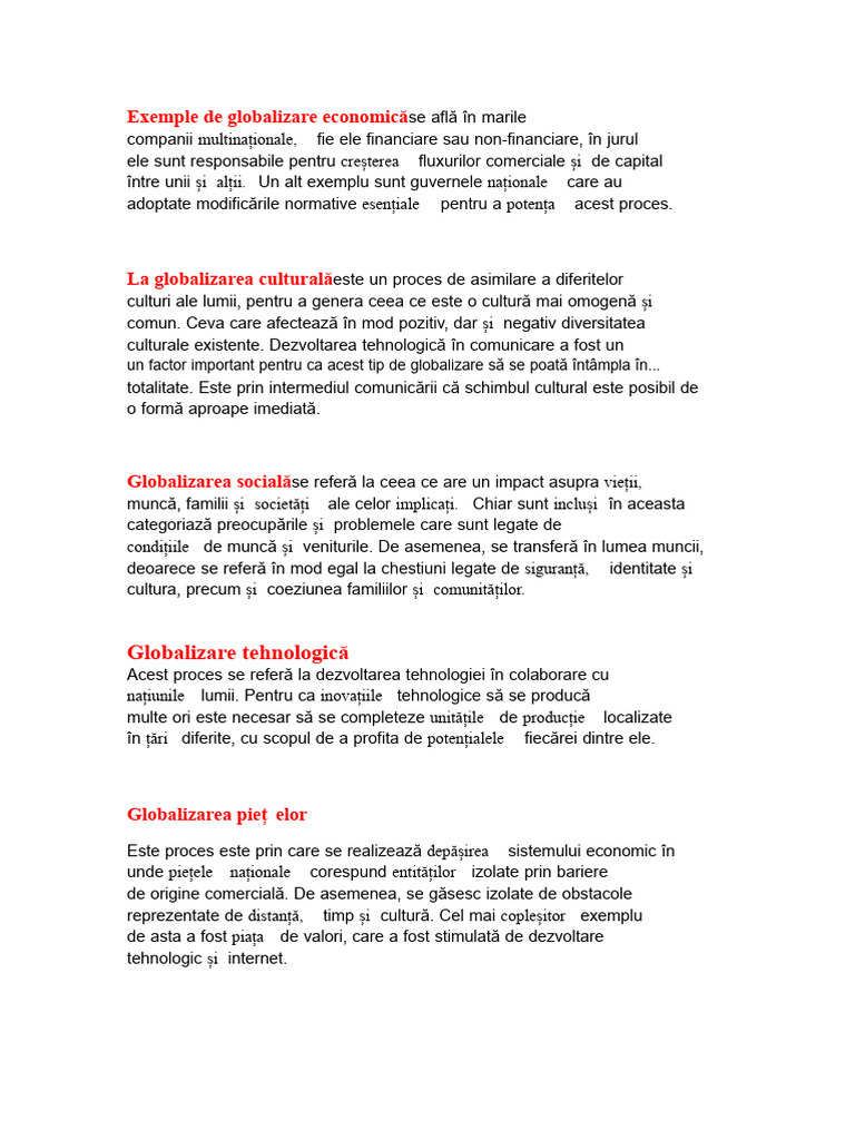 Exemple de Globalizare Economică | PDF