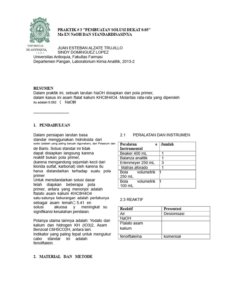 Standarisasi NaOH dengan Ftalat K kali | PDF