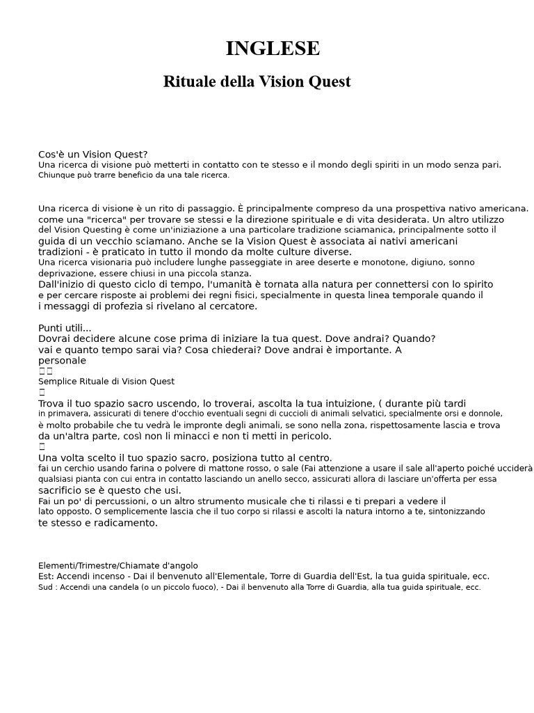 Rituale Di Vision Quest | PDF