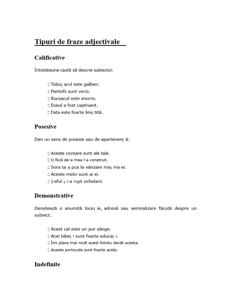 Fraze Adjectivale | PDF