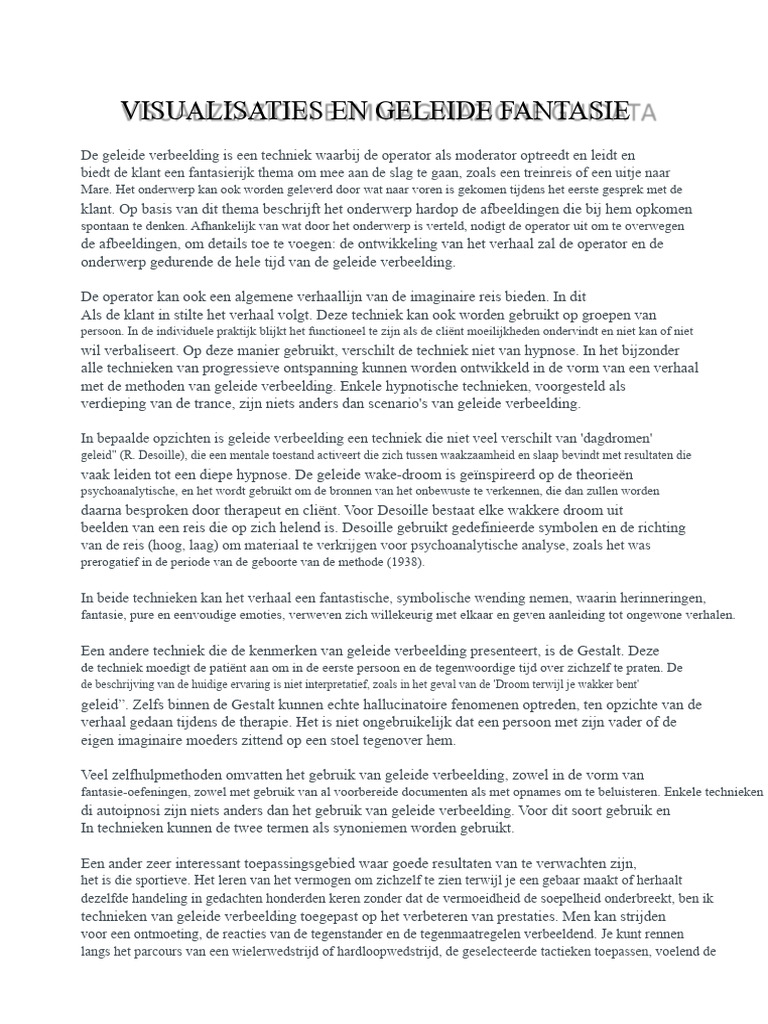 Oefeningen Voor Visualisatie, Geleide Verbeelding en Ontspanning | PDF