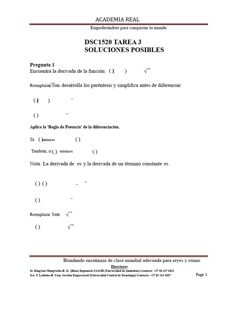 Tarea DSC 3 | PDF | Integral | Derivado