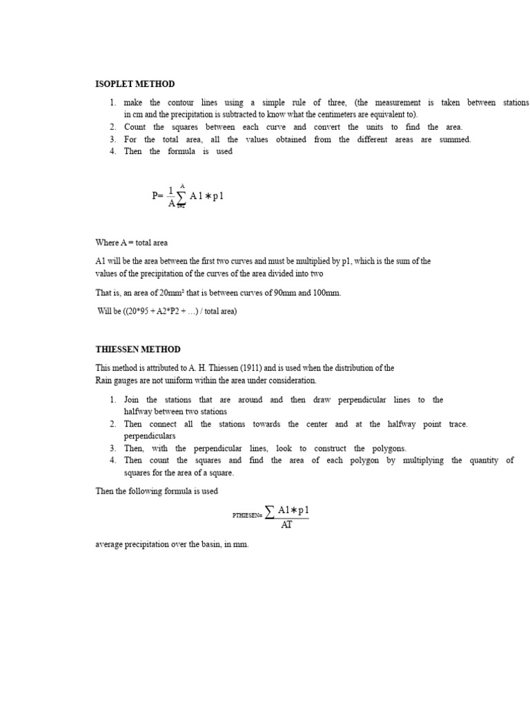 Isoyets and Precipitation Methods | PDF | Area | Contour Line
