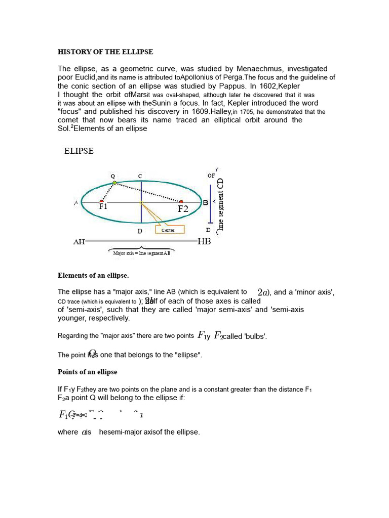History and Eccentricity of Ellipses | PDF | Ellipse | Coordinate System