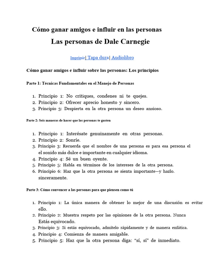 Cómo ganar amigos e influir en personas | PDF