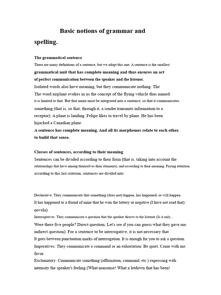 Basic Notions of Grammar and Spelling | PDF | Word | Stress (Linguistics)