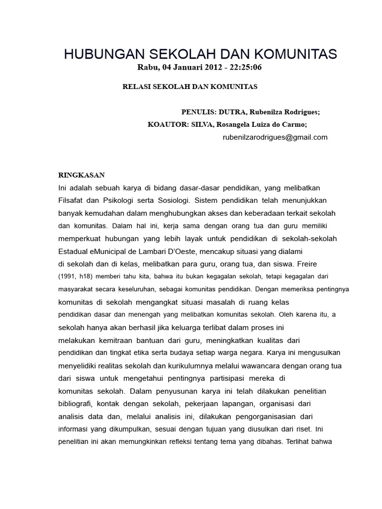 Hubungan Sekolah dan Komunitas dalam Pendidikan | PDF