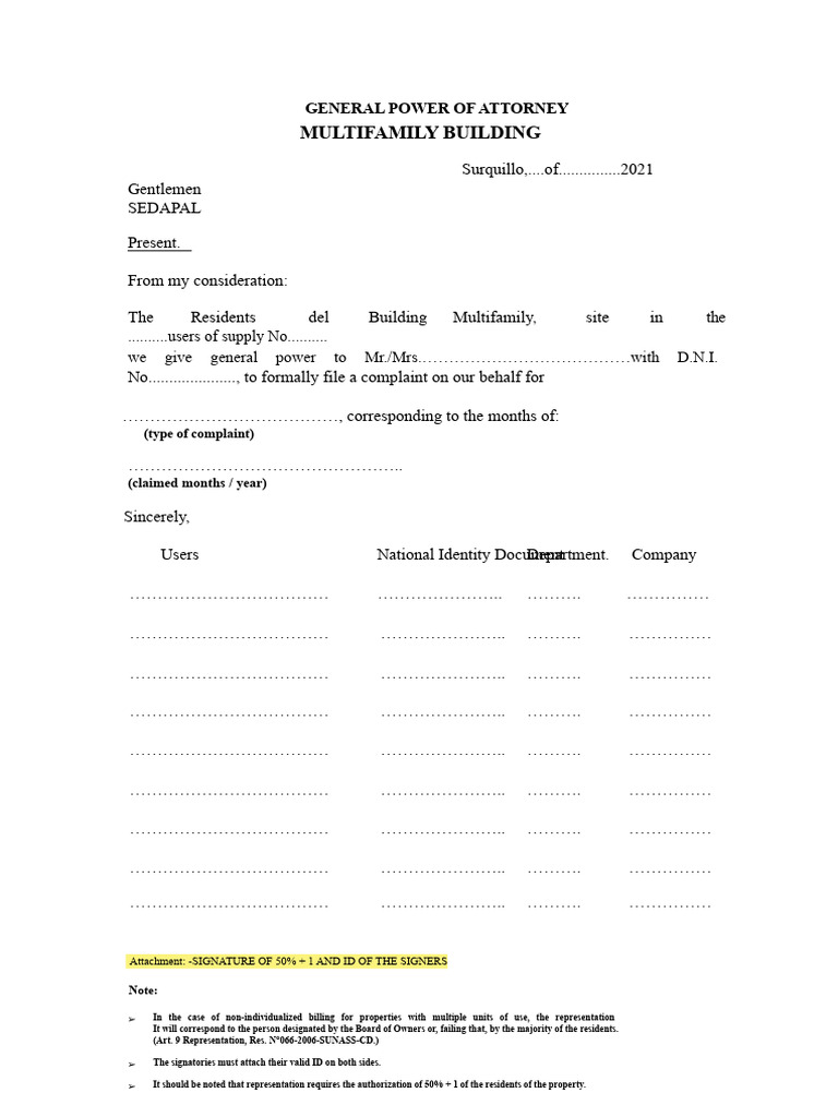 Multifamily Power of Attorney | PDF | Complaint