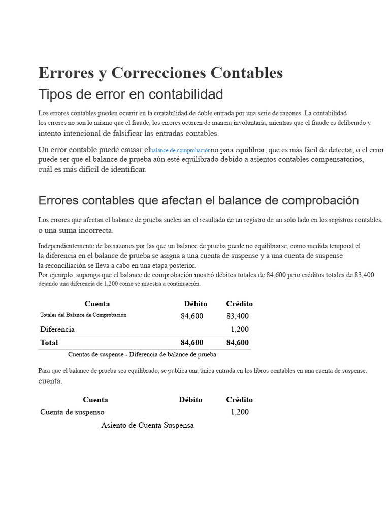 Errores Comunes en Contabilidad y Soluciones | PDF | Contabilidad ...