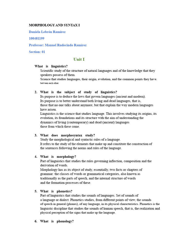 Introduction to Morphology and Syntax | PDF | Linguistics | Semantics