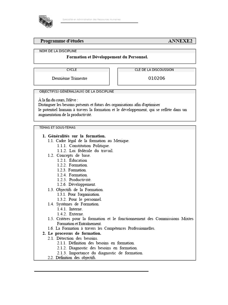Formation et Développement du Personnel | PDF | Gestion des ressources ...