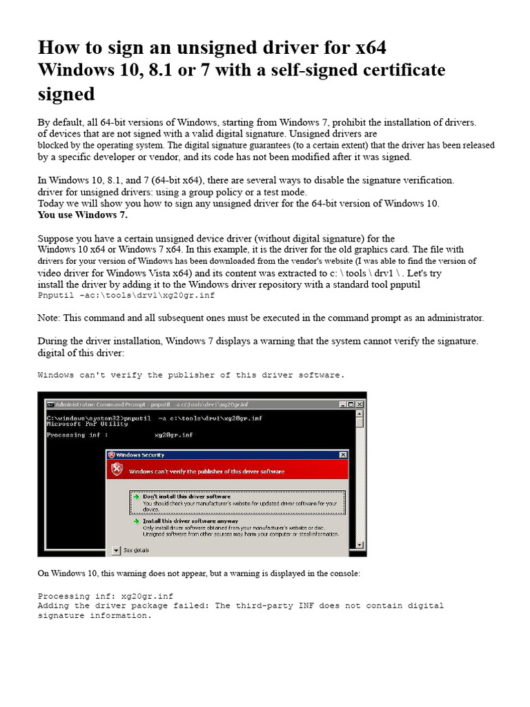 Sign Unsigned Drivers on Windows 10 | PDF | Microsoft Windows | Windows 10