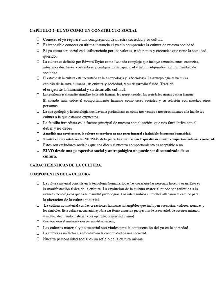 Capítulo 1 A 3 - Entendiendo El Yo | PDF | Sociedad | Antropología
