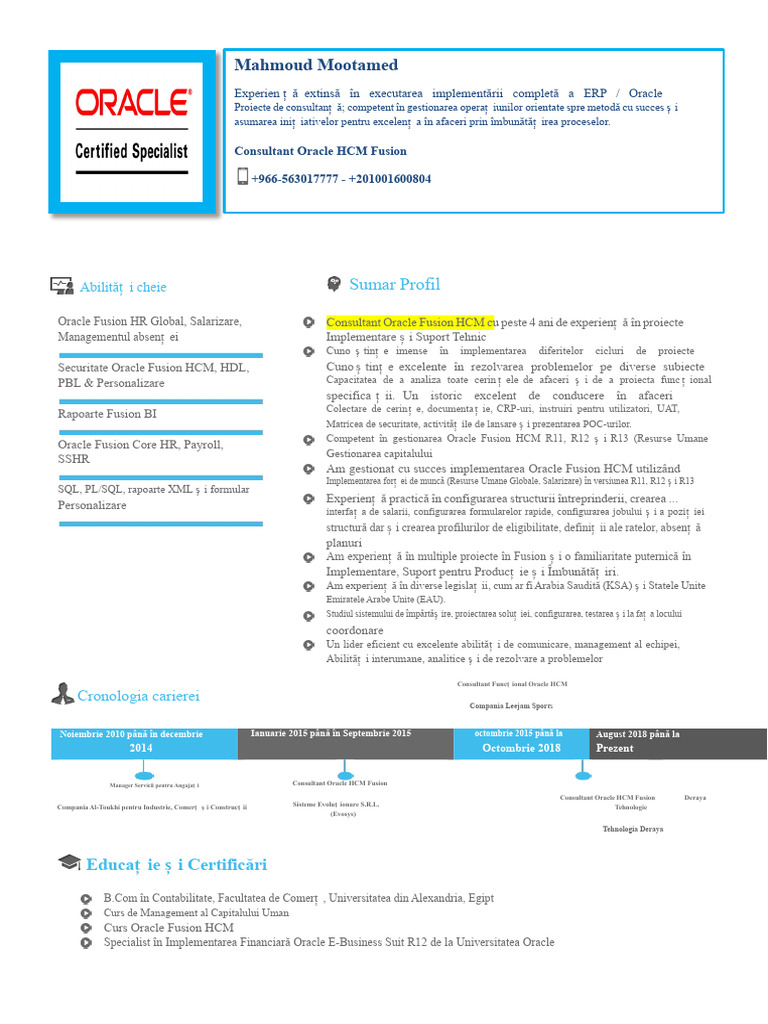 Mahmoud Mootamed - Consultant Senior Oracle Fusion C.V PDF | PDF
