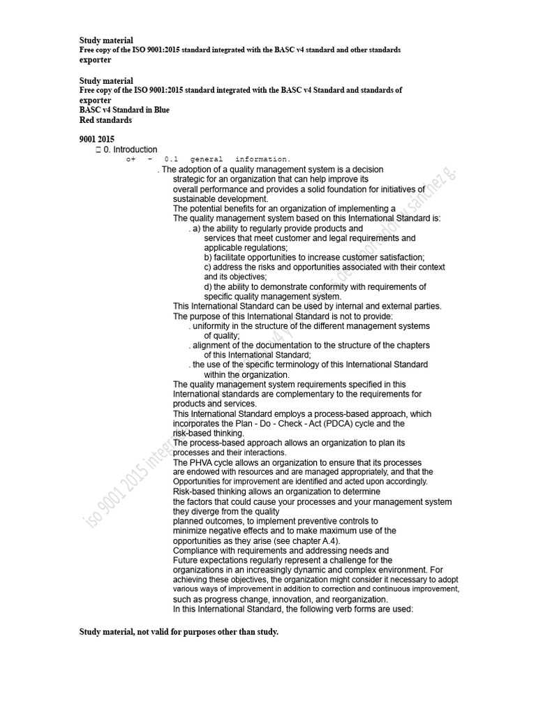 ISO 9001 2015 Integrated Basics Study! | PDF | Quality Management ...