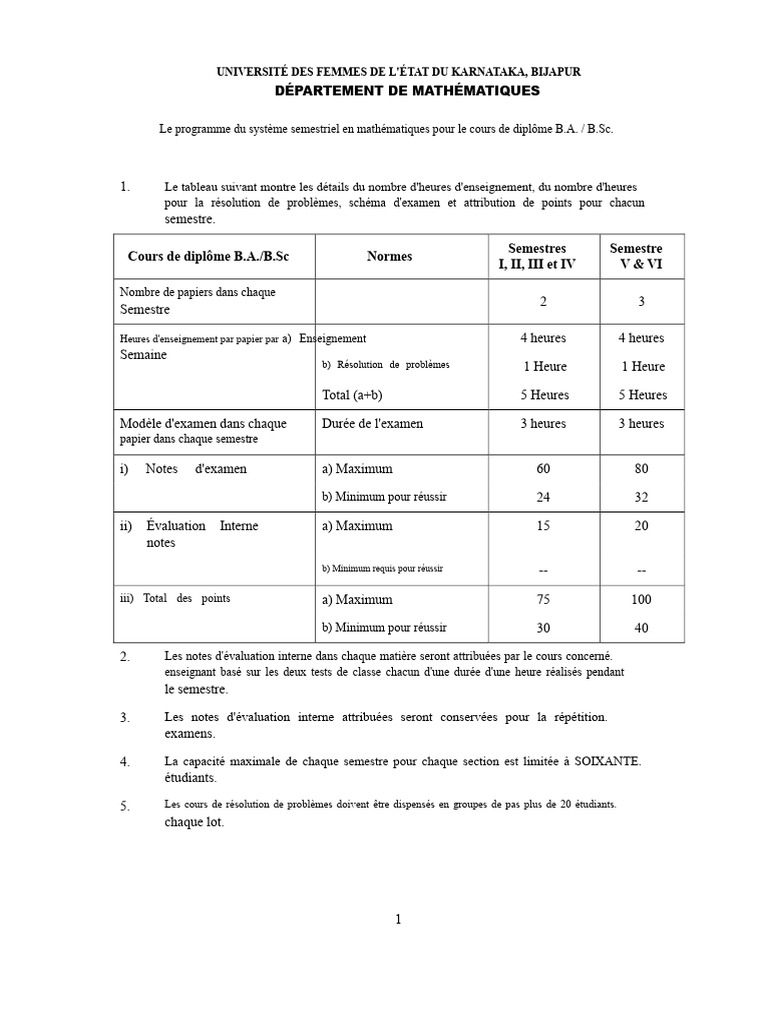 Programme de Mathématiques B.A./B.Sc. | PDF | Intégral | Fonction ...