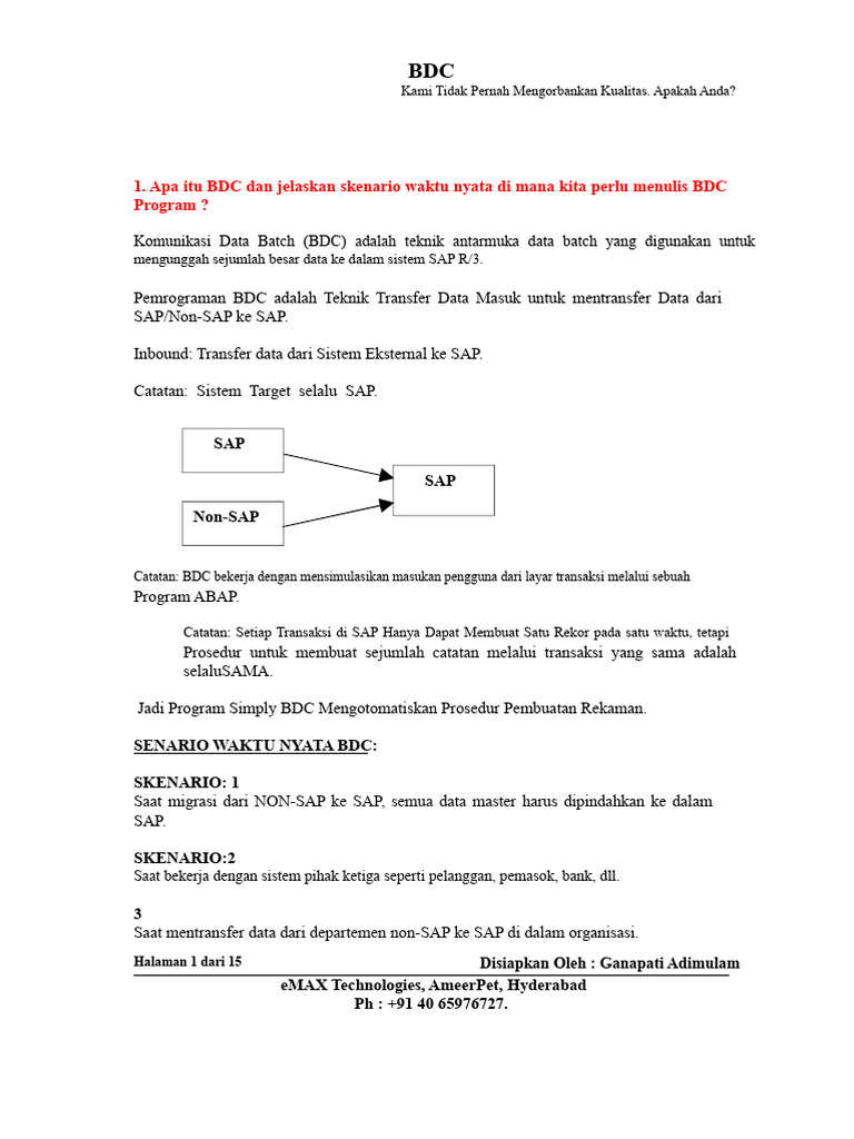 Panduan Lengkap Program BDC SAP | PDF