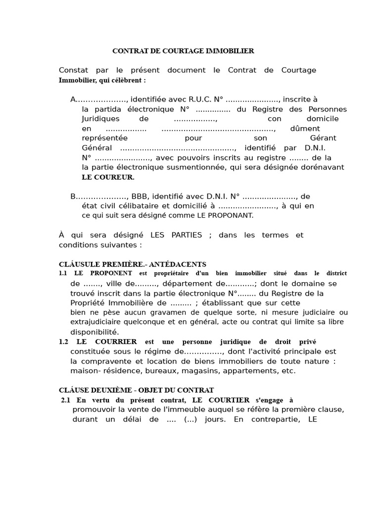 Contrat de Courtage Immobilier | PDF | Arbitrage | Loi commune