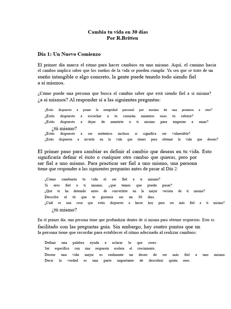 Cambia Tu Vida en 30 Días | PDF | Amor | Mentira