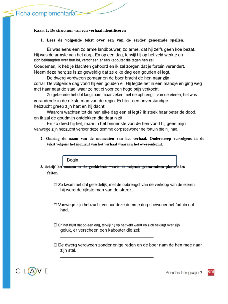 Blad 1 - de Structuur Van Een Verhaal Identificeren | PDF