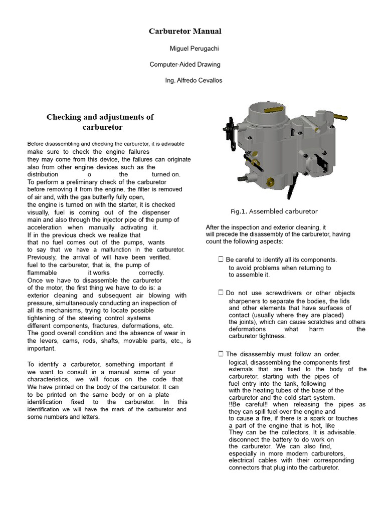 Carburetor Inspection and Adjustment Guide | PDF | Carburetor | Throttle