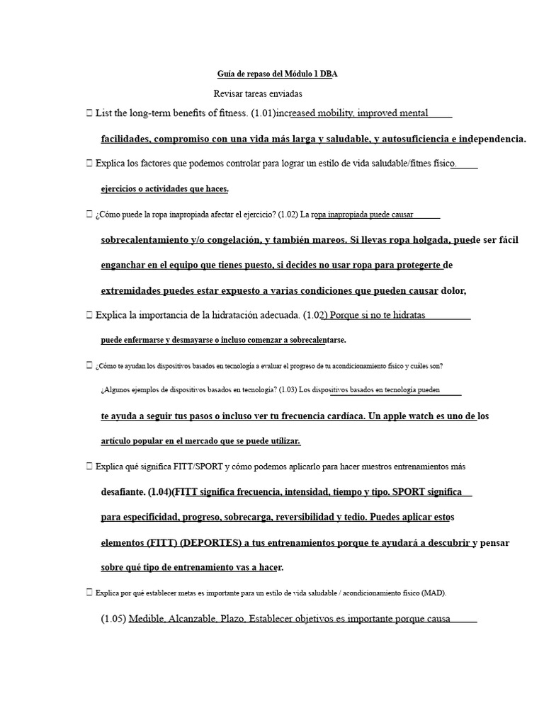 Módulo 1 Guía de Estudio DBA | PDF | Flexibilidad (anatomía)