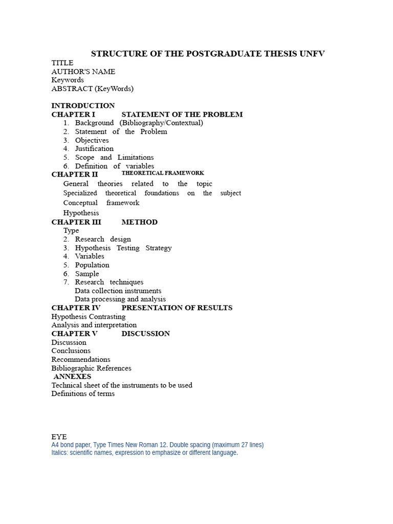Postgraduate Thesis Structure Guide | PDF