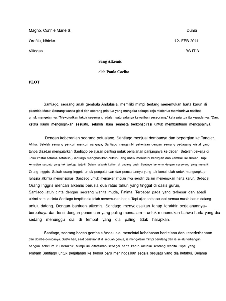 Memahami Konsep Alkemis dalam Novel | PDF