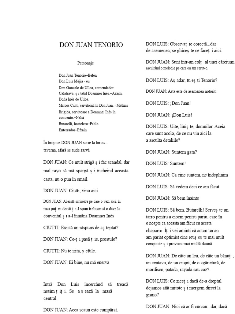 Script Chespirito-Don Juan Tenorio. Complet. | PDF