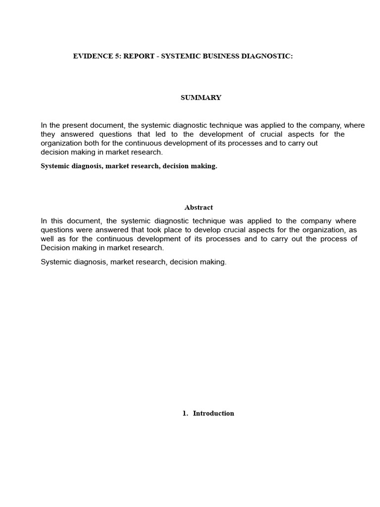 Systemic Business Diagnostic Report | PDF | Cost Of Living | Marketing