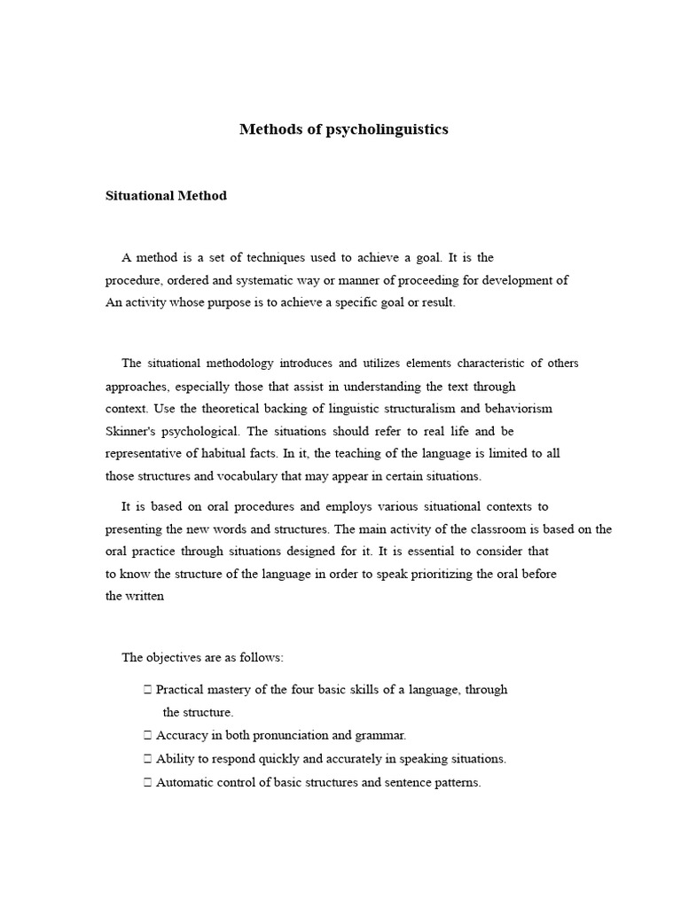 Situational Method in Psycholinguistics | PDF | Language Education ...
