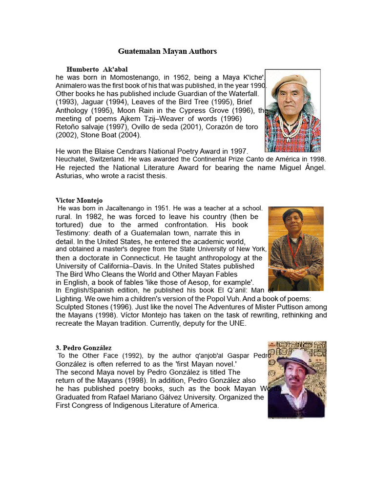 Notable Guatemalan Mayan Authors | PDF | Maya Peoples | Guatemala