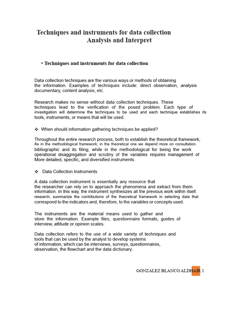 Techniques and Instruments For Data Collection | PDF | Statistics ...
