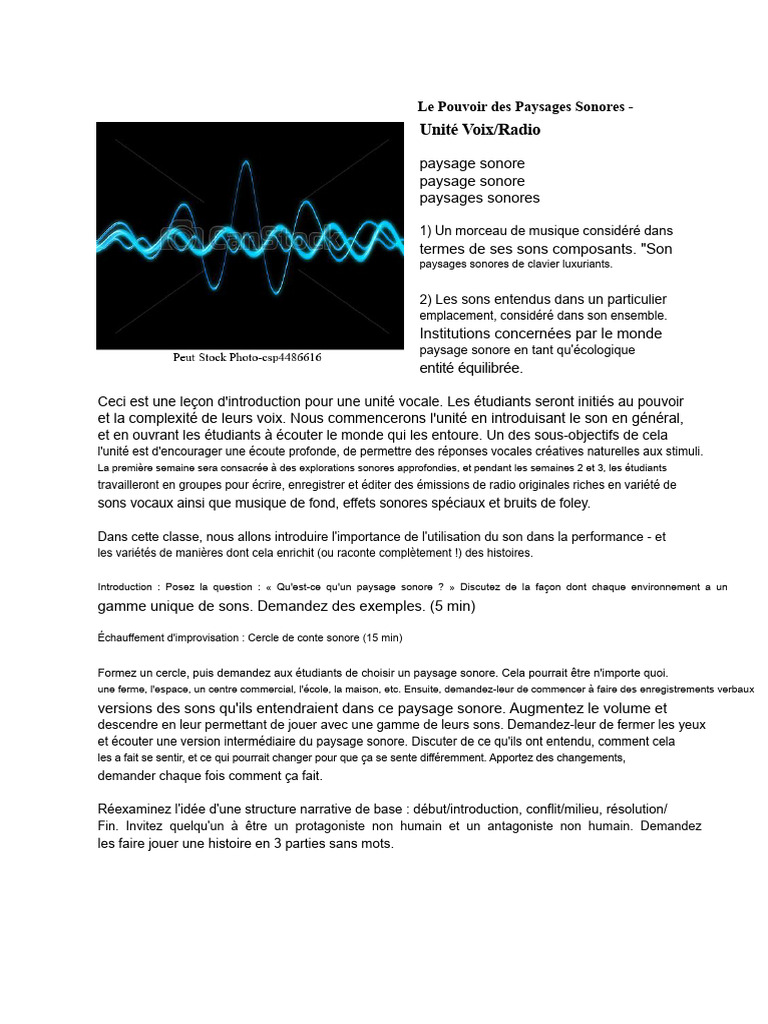 Exploration des Paysages Sonores en Classe | PDF | Paysage