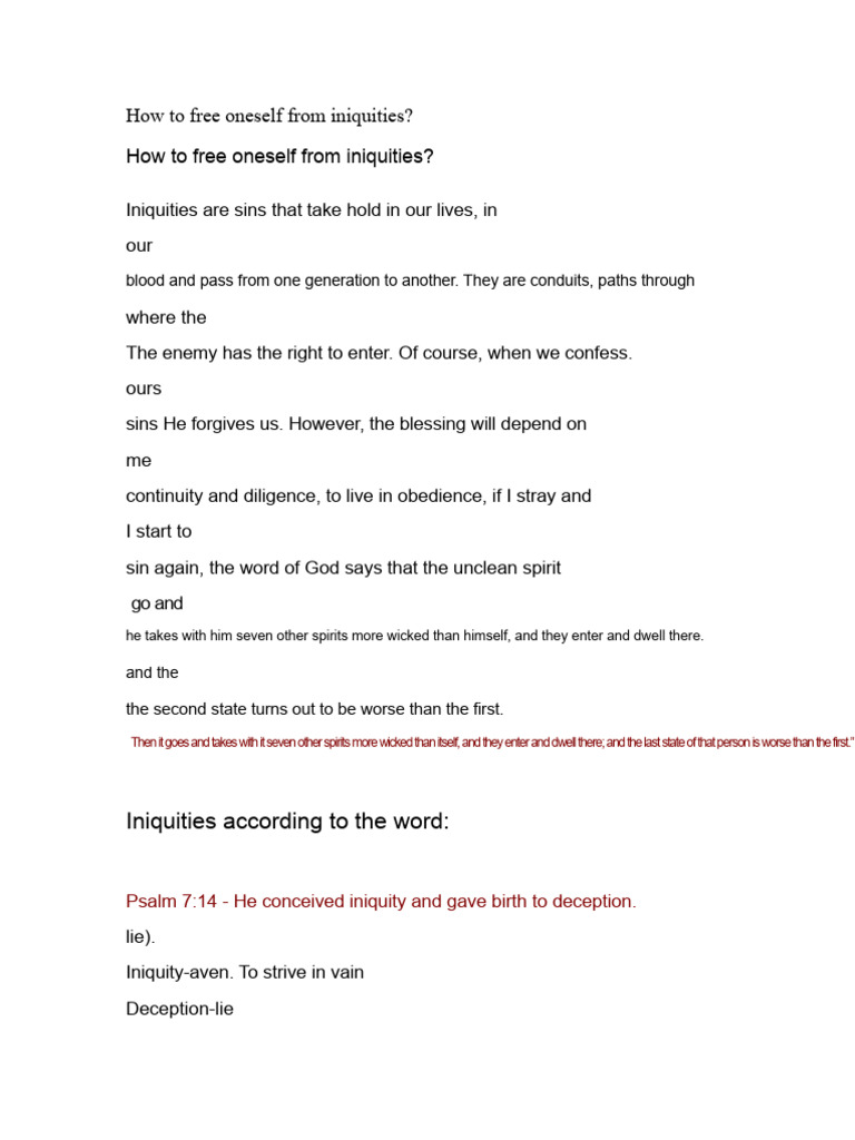 Breaking Free from Generational Iniquities | PDF | Forgiveness | Salvation