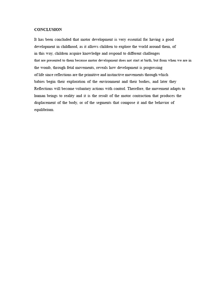 Conclusion Motor Development | PDF