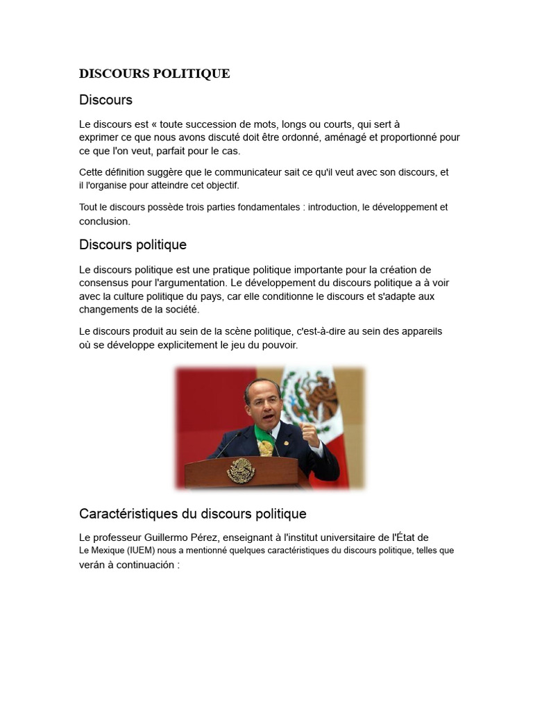 Caractéristiques et types du discours politique | PDF | Enseignement ...