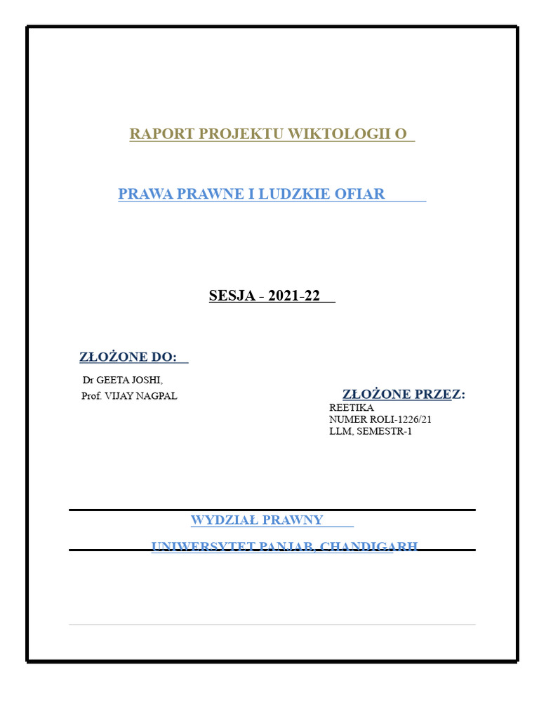 Prawa Prawne I Człowiecze Ofiar | PDF