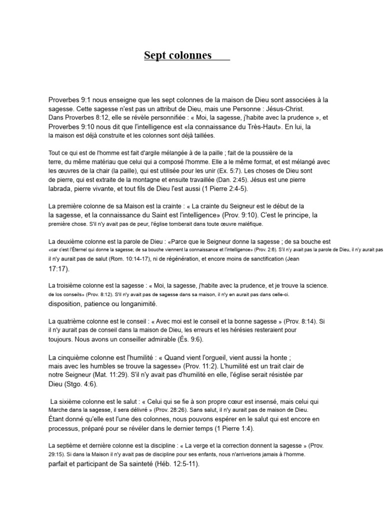 Les 7 colonnes de la sagesse divine | PDF | Dieu | Croyance et doctrine ...