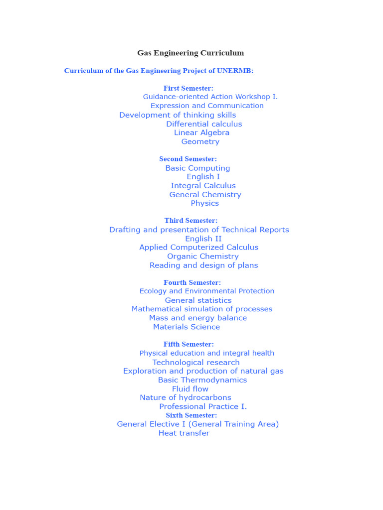 Gas Engineering Curriculum Overview | PDF | Gases | Engineering