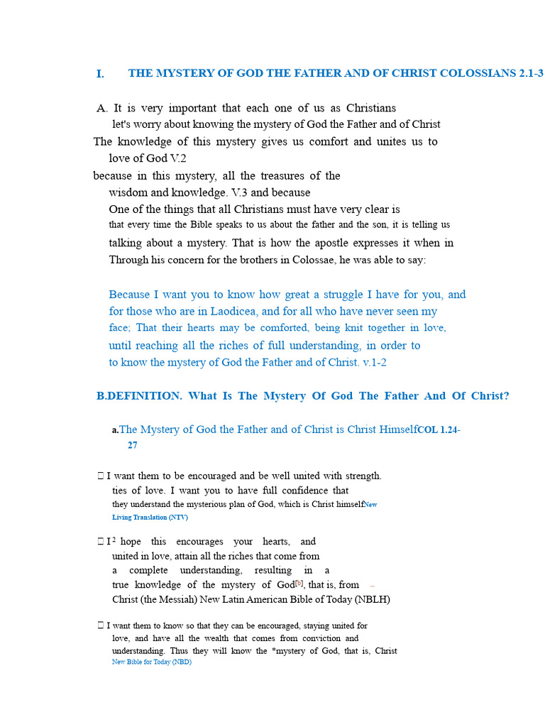 The Mystery of God The Father and Christ | PDF | God In Christianity ...