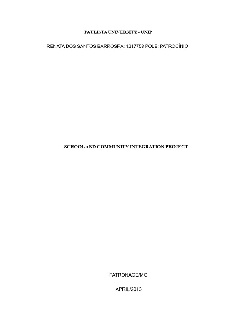 School and Community Integration Project | PDF | Teachers | Attitude ...