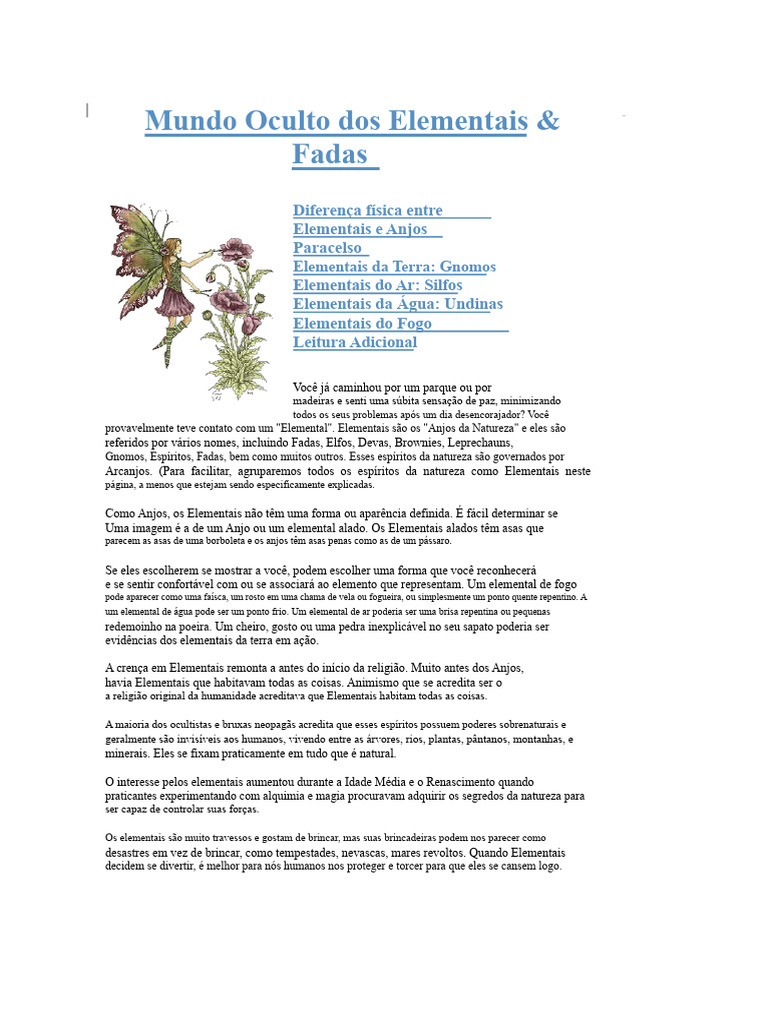 Mundo Oculto Dos Elementais | PDF | Anjo