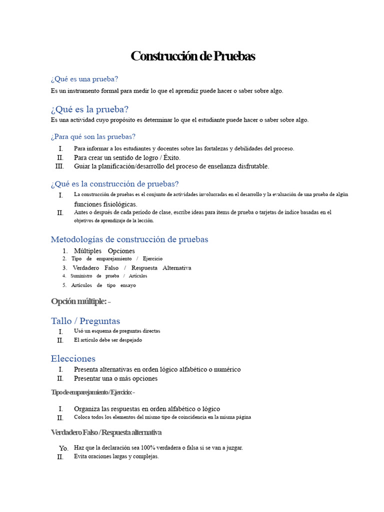 Guía Completa para la Construcción de Pruebas | PDF | Evaluación | Software