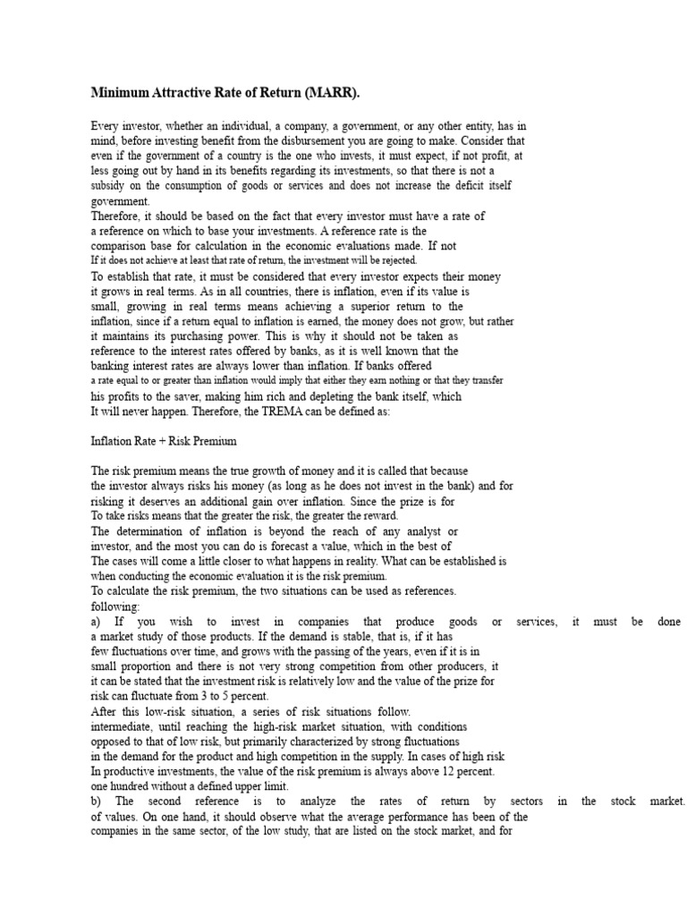 Understanding Minimum Attractive Rate of Return | PDF | Inflation ...