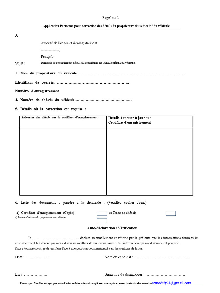 Correction des détails de véhicule | PDF