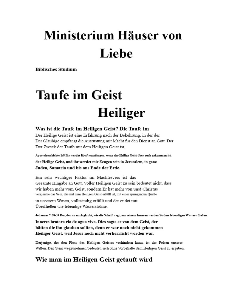Taufe Mit Dem Heiligen Geist | PDF